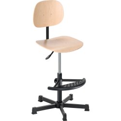 Arbeitsdrehstuhl Light hoch  Buche mit Fußhalbring