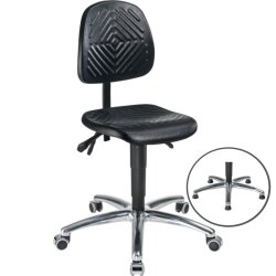 Arbeitsdrehstuhl tief PU schwarz Alu