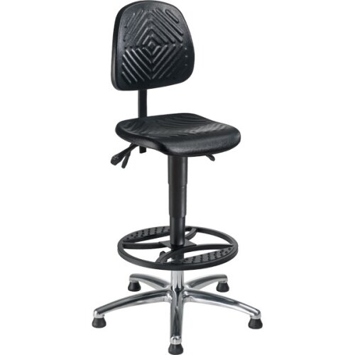 Arbeitsdrehstuhl hoch PU Alu mit Aufstiegshilfe