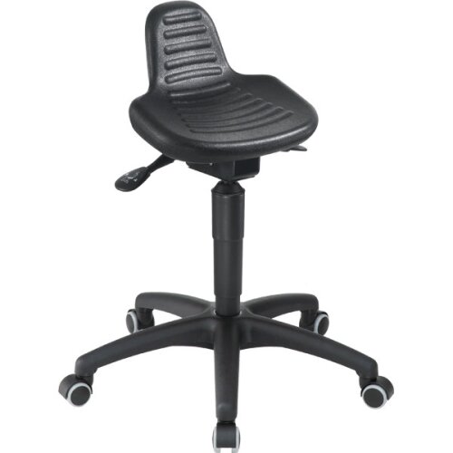 Arbeitshocker mit Sitz aus PU auf Rollen