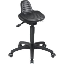 Arbeitshocker mit Sitz aus PU auf Rollen