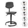 Arbeitsdrehstuhl tief auf Fußring mit verschiedenen Zierstreifen