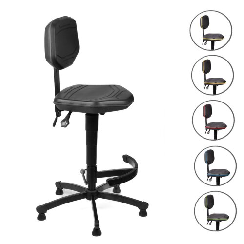 Arbeitsdrehstuhl hoch mit Fußstütze Sitz mit verschiedenen Zierstreifen