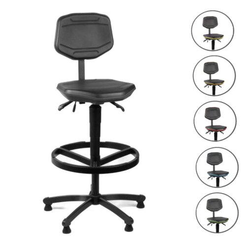 Arbeitsdrehstuhl hoch mit Aufstiegshilfe Sitz mit verschiedenen Zierstreifen