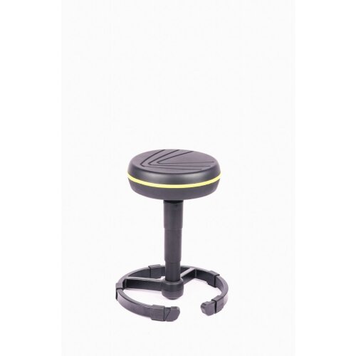 Arbeitshocker auf Fußring mit verschiedenen Zierstreifen