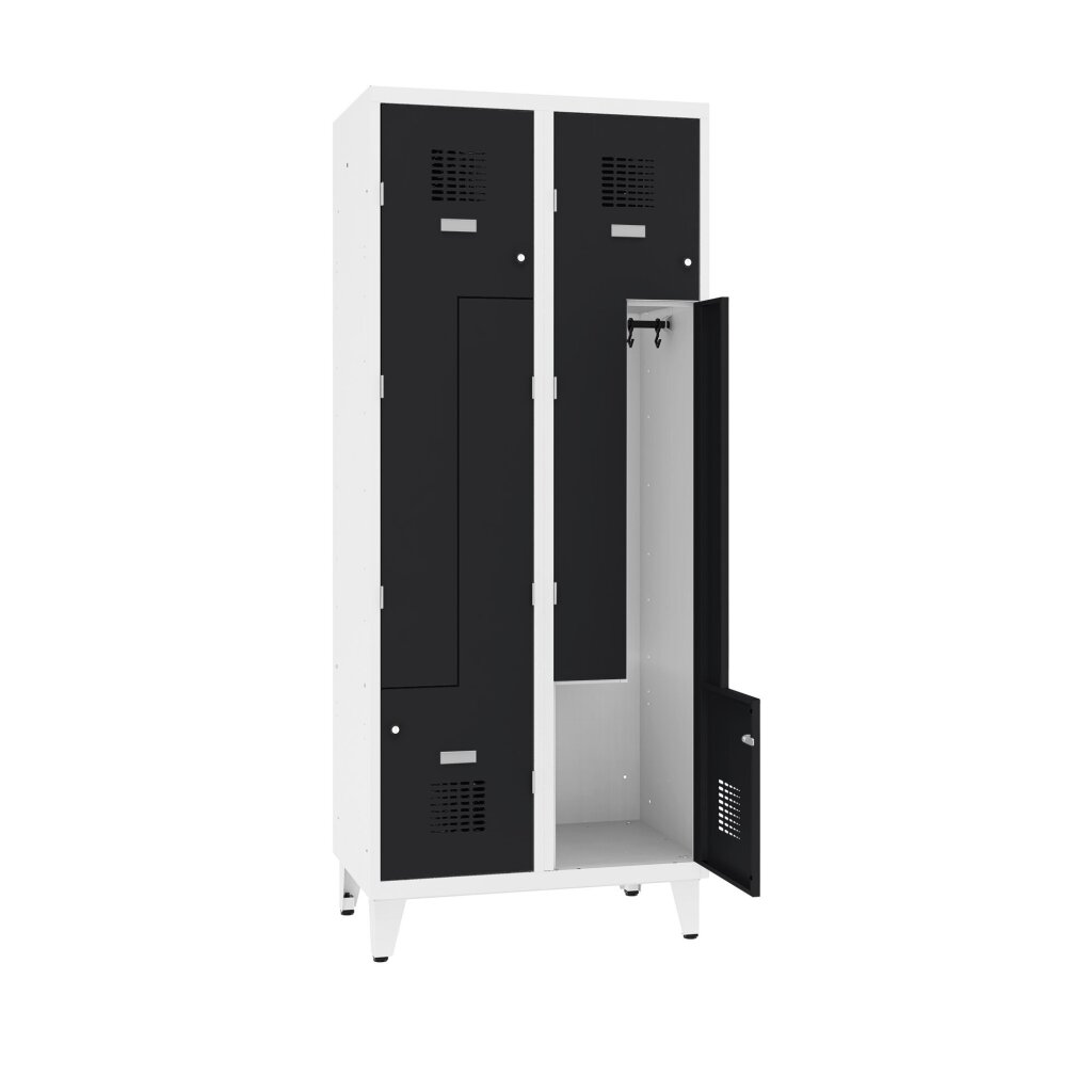 Spind Locker Z-Spind Select 4 Abteile Abteilbreite 400mm Korpus Weiss RAL 9010 Tür ...