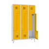 Z-Spind Select 6 Abteile Abteilbreite 400mm Korpus Lichtgrau RAL 7035 Türen Verkehrsgelb RAL 1023 Drehriegel Auf Füssen