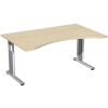 Schreibtisch C-Fuß Gestell Ergonomieform 160 cm, feste Höhe , Dekor: Ahorn