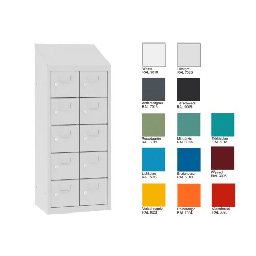 Kleinfachschrank 10 Fächer mit Schrägdach