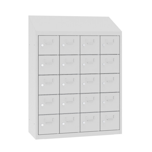 Kleinfachschrank 20 Fächer Korpus Lichtgrau RAL 7035 Türen Lichtgrau RAL 7035 Vollblechtüren