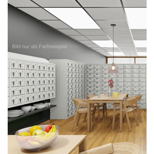 Kleinfachschrank 20 Fächer Korpus Lichtgrau RAL 7035 Türen Enzianblau RAL 5010 Türen mit Plexiglaseinsatz