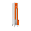 Z-Spind Select 2 Abteile Abteilbreite 300mm Korpus Lichtgrau RAL 7035 Türen Reinorange RAL 2004 Drehriegel Auf Füssen