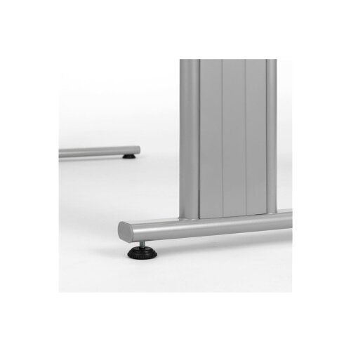 Schreibtisch Ergonomieform 180 cm, C-Fuß Gestell höhenverstellbar , Dekor: Lichtgrau