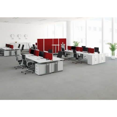 Schreibtisch Ergonomieform 180 cm, C-Fuß Gestell höhenverstellbar , Dekor: Lichtgrau