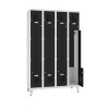 Z-Spind Select 8 Abteile Abteilbreite 300mm Korpus Lichtgrau RAL 7035 Türen Tiefschwarz RAL 9005 Zylinderschloss Auf Füssen