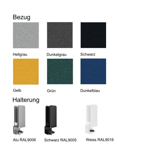 Akustik Tischtrennwand Schmal  60 cm Höhe