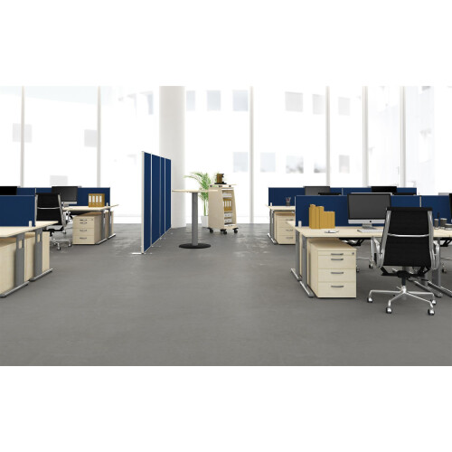 Schreibtisch Ergonomieform 180 cm, C-Fuß Gestell höhenverstellbar , Dekor: Buche Dunkel