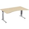 Schreibtisch Ergonomieform 160 cm, C-Fuß Gestell höhenverstellbar , Dekor: Ahorn