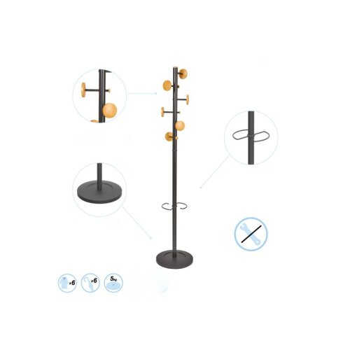Kleiderständer Music Schwarz / Helles Holz