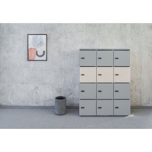 Schliessfachschrank Holz mit Einwurfschlitz, Abteilbreite 400 mm, 4 Fächer
