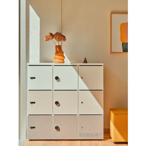 Schliessfachschrank Holz mit Einwurfschlitz, Abteilbreite 450 mm, 3 Fächer