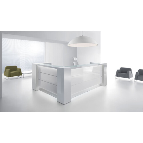 Empfangstheke Vero Ecke 291 cm breit mit Regal Endlement