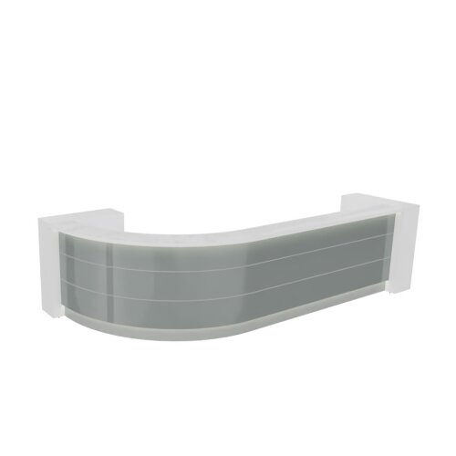 Empfangstheke Vero 421 cm breit mit Regal Endlement, L-Form, Bogen links oder rechts