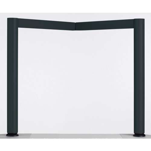 Schreibtisch PC-Form links  Rundfuss, höhenverstellbar, 180 cm breit Nussbaum Dunkel/Anthrazit