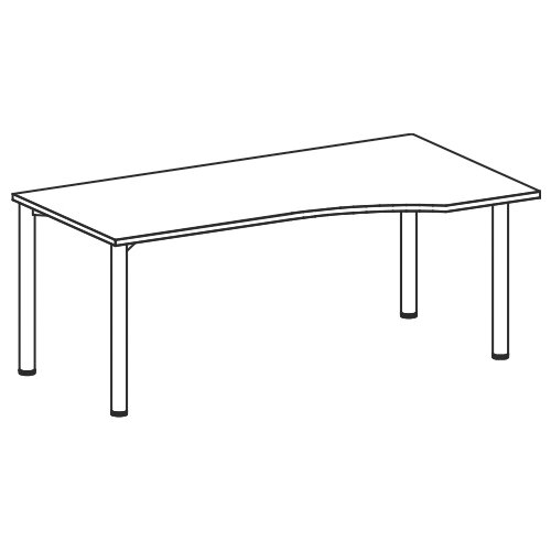 Schreibtisch PC-Form rechts  Rundfuss, höhenverstellbar, 180 cm breit Nussbaum Dunkel/Anthrazit