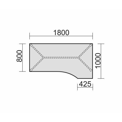 Schreibtisch PC-Form rechts  Rundfuss, höhenverstellbar, 180 cm breit Nussbaum Dunkel/Anthrazit