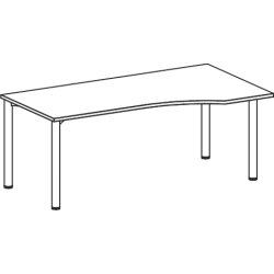 Schreibtisch PC-Form rechts  Rundfuss,...