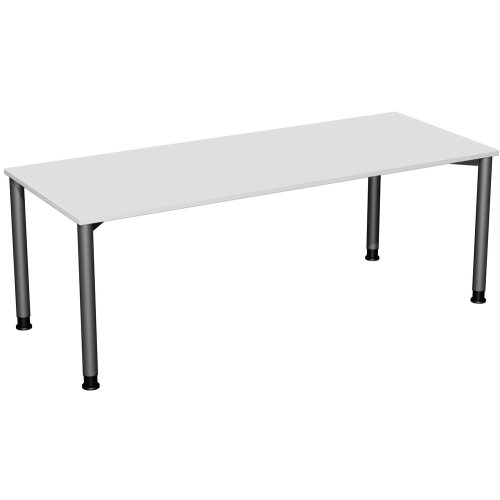 Schreibtisch Rundfuss, höhenverstellbar, 200x80 cm Lichtgrau/Anthrazit