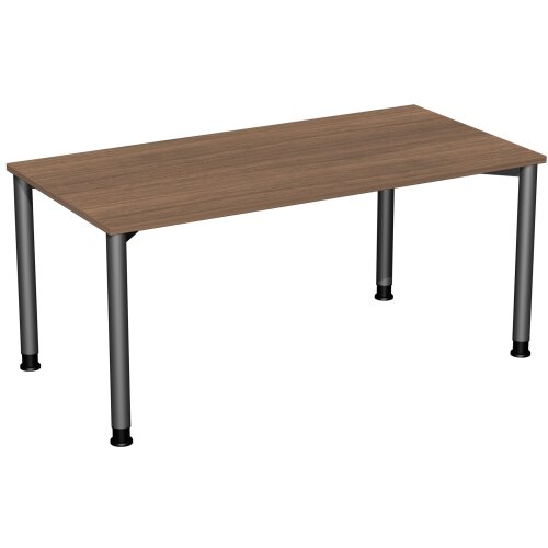 Schreibtisch Rundfuss, höhenverstellbar, 160x80 cm Nussbaum Dunkel/Anthrazit