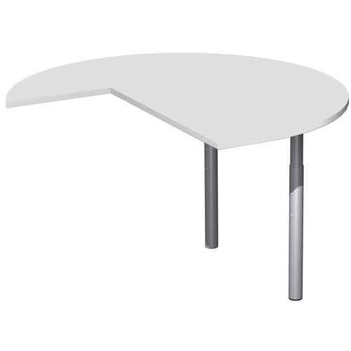 Besprechungsanbau mit Eckausschnitt Anbau rechts, 120 cm Nussbaum Dunkel/Silber