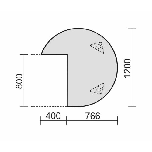 Besprechungsanbau mit Eckausschnitt Anbau rechts, 120 cm Lichtgrau/Anthrazit