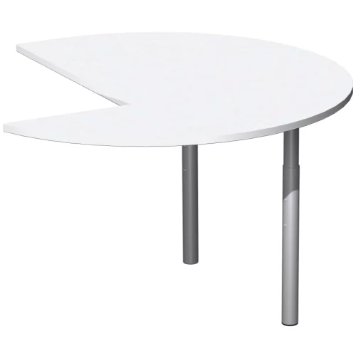 Besprechungsanbau mit Eckausschnitt Anbau links, 120 cm Weiss/Silber