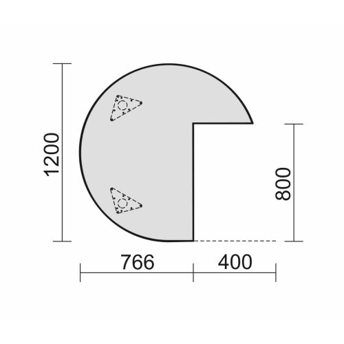 Besprechungsanbau mit Eckausschnitt Anbau links, 120 cm Weiss/Silber