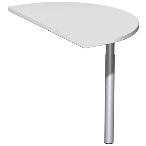 Besprechungsanbau halbrund, 50x80 cm Lichtgrau/Silber