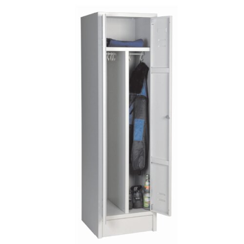 Stahl-Kleider-Schrank 2 Abteile mittig schliessend, Abteilbreite 300mm, Drehriegel