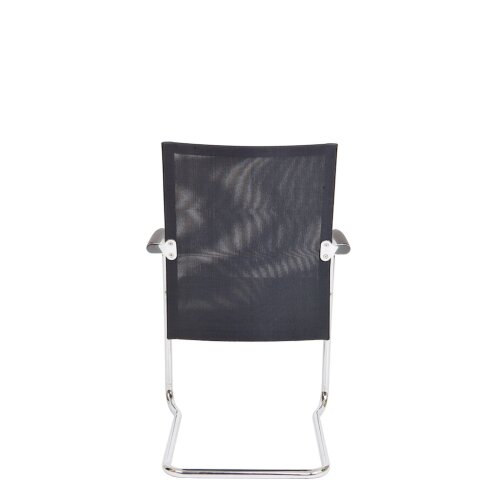 Komfort Freischwinger mit Netzrückenl, Stoff grau