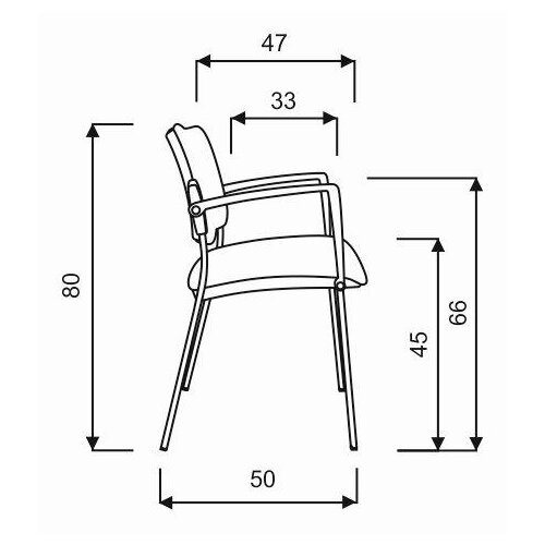 Besucherstuhl chrom, Stoff schwarz,  mit Armlehne