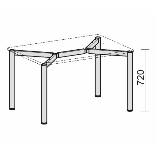 Schreibtisch Rundfuss Gestell, höhenverstellbar, 80 x 80 cm Buche Dunkel/Silber