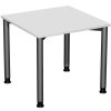 Schreibtisch Rundfuss Gestell, höhenverstellbar, 80 x 80 cm Buche Dunkel/Silber