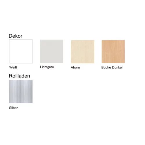 Anstell-Querrollladenschrank 2 Ordnerhöhen Höhe 72 cm Breite 80 cm