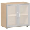 Aktenschrank 2 Ordnerhöhen mit satinierten Glastüren 80 cm breit