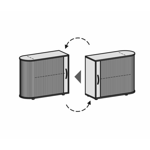 Querrollladenschrank abgerundet 2 Ordnerhöhen 100 cm breit, Dekor Korpus: Weiss