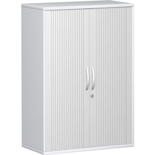 Querrollladenschrank 3 Ordnerhöhen 118 cm hoch 80 cm breit Rolllade silber, Korpus Weiss