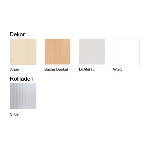 Querrollladenschrank 3 Ordnerhöhen 118 cm hoch 80 cm breit Rolllade silber, Korpus Weiss