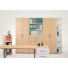 Aktenschrank 3 Ordnerhöhen mit satinierten Glastüren 110 cm hoch 80 cm breit, Dekor Korpus und Front in Weiss