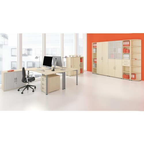 Regal 5 Ordnerhöhen 181 cm hoch 80 cm breit, Dekor Weiss